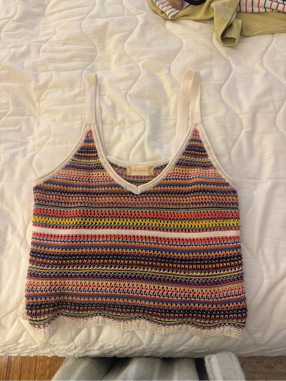 Altar'd State Multicolor Crochet Stripe V-Neck Tank